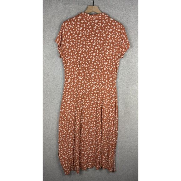 Abercrombie & Fitch Dress Womens Large Orange Floral Garden Party Midi Buttons - Picture 6 of 11